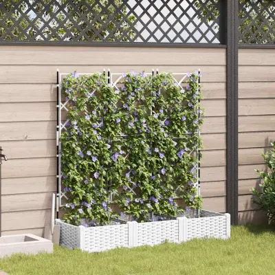 vidaXL Vază pentru Grădină 3 buc. Alb 120 x 40 x 125,5 cm PP