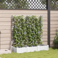 vidaXL Vază pentru Grădină 3 buc. Alb 120 x 40 x 125,5 cm PP