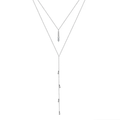 Lantisor argint 925, JW1767, model dublu lung, placat cu rodiu