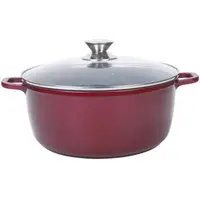 Cratita din Aluminiu, cu Capac, pentru Gemuri si Sosuri, 30 cm, 7.50 l, Rosie, Grunberg
