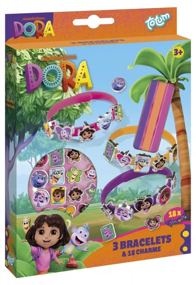 Set creativ Totum - Dora The Explorer, Creează-ți singur brățări, 3 bucăți