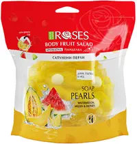 Nature of Agiva Roses Burete de baie cu mărgele de săpun parfumate, pepene verde și pepene galben