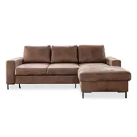 Colțar extensibil din imitație de piele cu șezlong pe partea dreaptă Miuform Lofty Lilly Vintage, maro