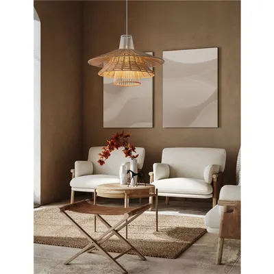 Lampa suspendata KAO Natural & Portocaliu Rope Nisipiu Alb Otel Baza LED E27 · 1x12 Wat 100-240 Volt IP20