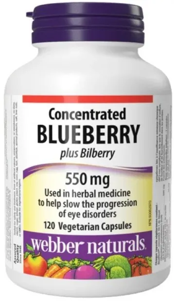 Concentrated Blueberry plus Bilberry, 550 mg, 120 capsule, Webber Naturals