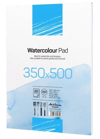 Caiet de schite pentru acuarele Drasca Watercolor Pad - 20 foi, 35 x 50 cm