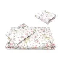 Lenjerie patut cu 3 piese, MimiNu, Cu cearceaf 120x60 cm, Pilota, Pernuta, Din bumbac certificat Oeko Tex Standard 100, Sweet Deer Pink