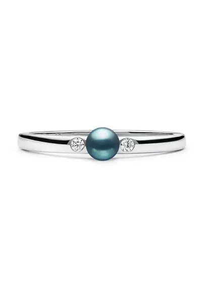 Inel argint cu perla naturala neagra si zirconia - Dolce