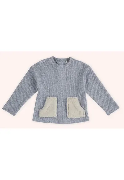 Pulover tricotat cu buzunare de blanita - - It`s Our Nature - Blue - pentru fetite - Albastru deschis/Albastru