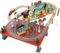 Set de joaca Iso Trade - Tren din lemn cu accesorii