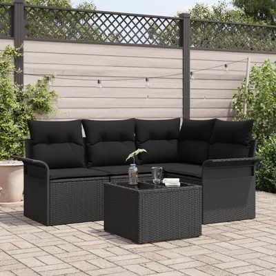 Gossi set canapea 5 piese gradina cu pernite bej poliratan