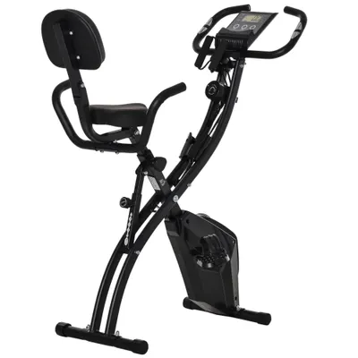 HOMCOM Bicicletă Pliabilă 2 în 1 cu Rezistență Magnetică Reglabilă pe 8 Nivele, 105x48x118 cm, Negru | Aosom Romania