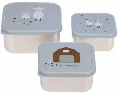 Set de boluri Lassig - Tiny Farmer, 3 piese, albastru