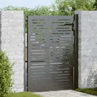 vidaXL Poartă de grădină Negru 110 x 155 cm Oțel vopsit electrostatic