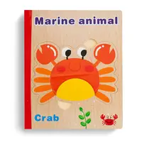 Puzzle din Lemn Tip Carte Animale Marine Montessori
