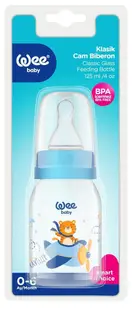 Biberon din sticla Wee Baby Classic - 125 ml, cu un tigru și un avion