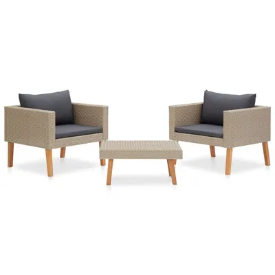 Gossi set mobilier de gradina cu perne, 3 piese, bej, poliratan