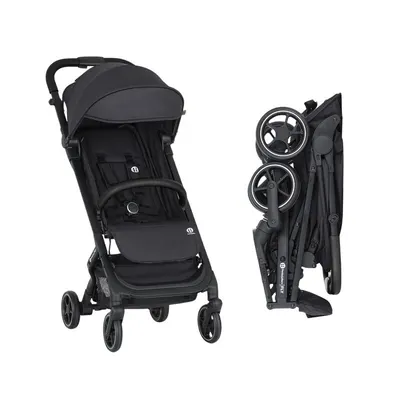 Carucior sport, Petite&Mars, Fly, Pliere compacta, Spatar reglabil pana la pozitie de somn, Suport picioare reglabil, Copertina extensibila cu protectie UPF40+, Suport pahar inclus, Pana la 22 kg, 0 luni+, Negru