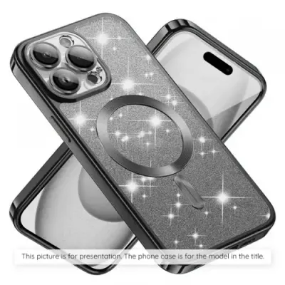Husa MagSafe pentru Apple iPhone Air, Techsuit, Luxury Glitter, Neagra