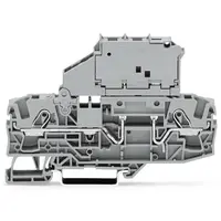 2-conductor fuse terminal block; with pivoting fuse holder; for 5 x 30 mm miniature metric fuse; with blown fuse indication by LED; 30 - 65 V; for DIN-rail 35 x 15 and 35 x 7.5; 6 mm²; Push-in CAGE CLAMP®; 6,00 mm²; gray