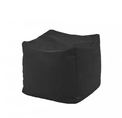 Fotoliu mic taburet cub Panama Black pretabil si la exterior umplut cu perle polistiren