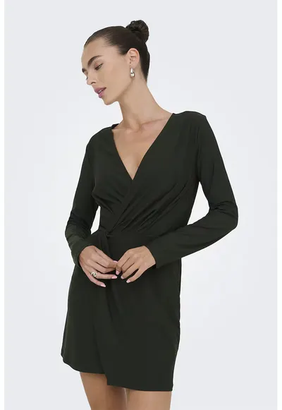Rochie mini cu model petrecut - Verde inchis