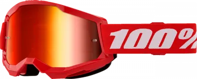 Ochelari cross atv 100% Strata 2 Red, lentila oglinda, culoare rama rosu