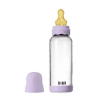 Set complet biberon Boheme din sticla anticolici cu tetina din latex, flux mediu, 240 ml, Violet Sky
