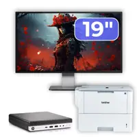 Pachet Calculator Second Hand HP EliteDesk 800 G3 Mini PC, Intel Core i7-7700T 2.90GHz, 8GB DDR4, 256GB SSD, Wi-Fi + Monitor 19" & Imprimanta Brother HL-L6300DW