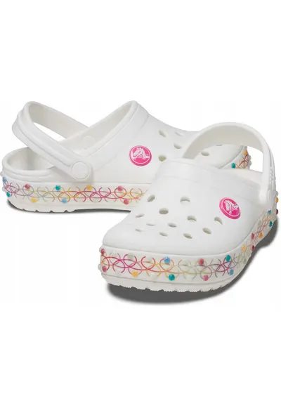 Saboti Copii - Crocband Stretch Necklace Clog Kids - Alb