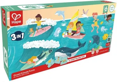 Puzzle educațional 3 în 1 Hape International - Prieteni ai oceanului
