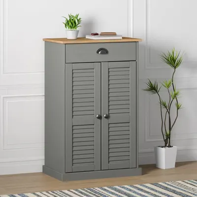 vidaXL Dulap de pantofi VIGO, gri, 60x35x96 cm, lemn masiv de pin