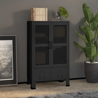 vidaXL Dulap industrial de depozitare, negru, 70x40x115 cm, metal
