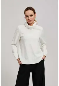 Bluza cu guler larg perlata - Alb