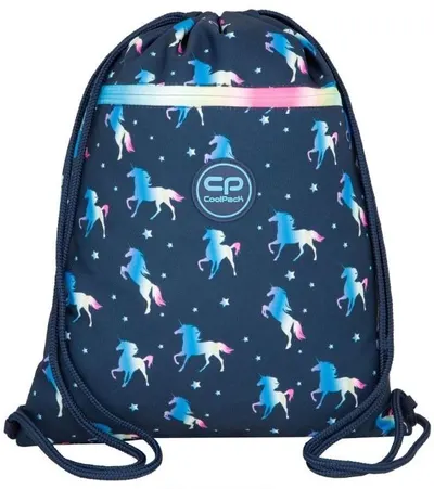 Rucsac cu cordon Cool Pack Blue Unicorn - Vert, pentru o fată