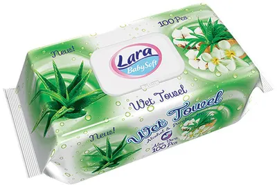 Șervețele umede cu capac Lara Baby Soft - Aloe vera, 100 buc