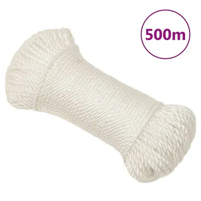 vidaXL Frânghie de lucru, alb, 3 mm, 500 m, polipropilenă