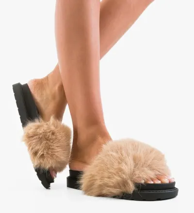 Papuci dama Puffu Khaki