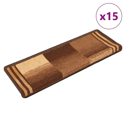 vidaXL Covorașe scări, autoadezive, 15 buc., maro, 65x21x4 cm