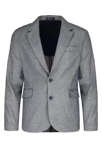 Sacou cu un rand de nasturi - din amestec de in - buzunare cu clapa - Regular Fit - JB-Auro - gri melange - Gri melange