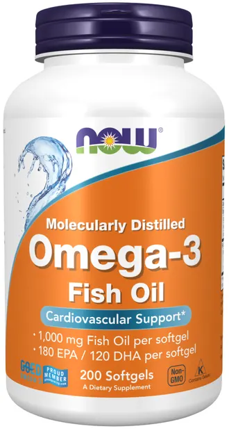 Omega-3 Molecularly Distilled, 200 capsule, Now