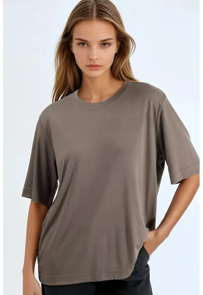 Tricou dama - tricou supradimensionat - maro - jerseu