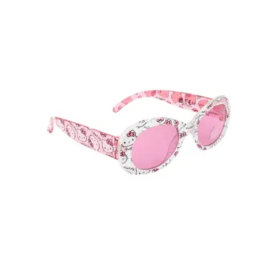 Ochelari de Soare Copii Hello Kitty – Design Alb cu Fundițe Roz, Protecție 100% UV, Lentile Colorate