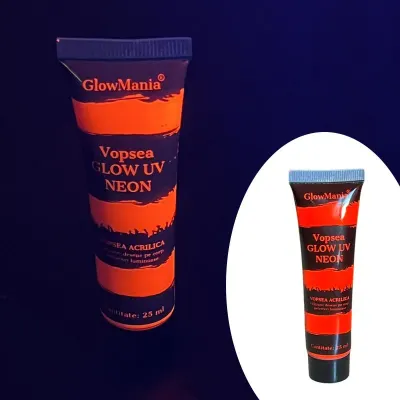 Vopsea glow UV neon rosie, pentru machiaj fata si corp, 25 ml