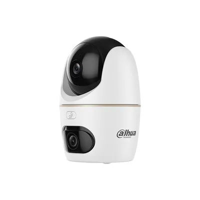 Camera supraveghere WiFi interior Dahua H3D‑3F, Dual‑Lens 3 + 3MP, Pan/Tilt 360, WiFi 6 Dual‑Band, Smart Dual Light, Detectie AI persoane si animale, Auto Tracking, Alarma sonora si luminoasa, Microfon si difuzor, H.265, Slot microSD