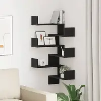 vidaXL Raft de perete 2 buc. Stejar Negru 40 x 40 x 49,5 cm