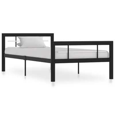 vidaXL Cadru de pat, negru și alb, 100 x 200 cm, metal