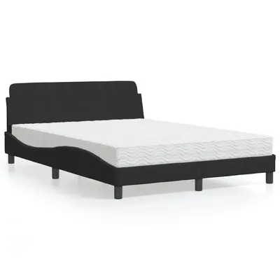 vidaXL Pat cu saltea, Dover, negru, 140x190 cm, catifea