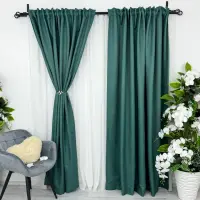 Set 2 bucati de Draperie HoReCa TEXTURATA tip IN, Verde-200cm latime x 232cm inaltime, cu rejansa pt bara