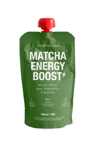 Piure pasteurizat din fructe cu mere kiwi ananas si pudra de matcha, 180g, Nutrino Lab